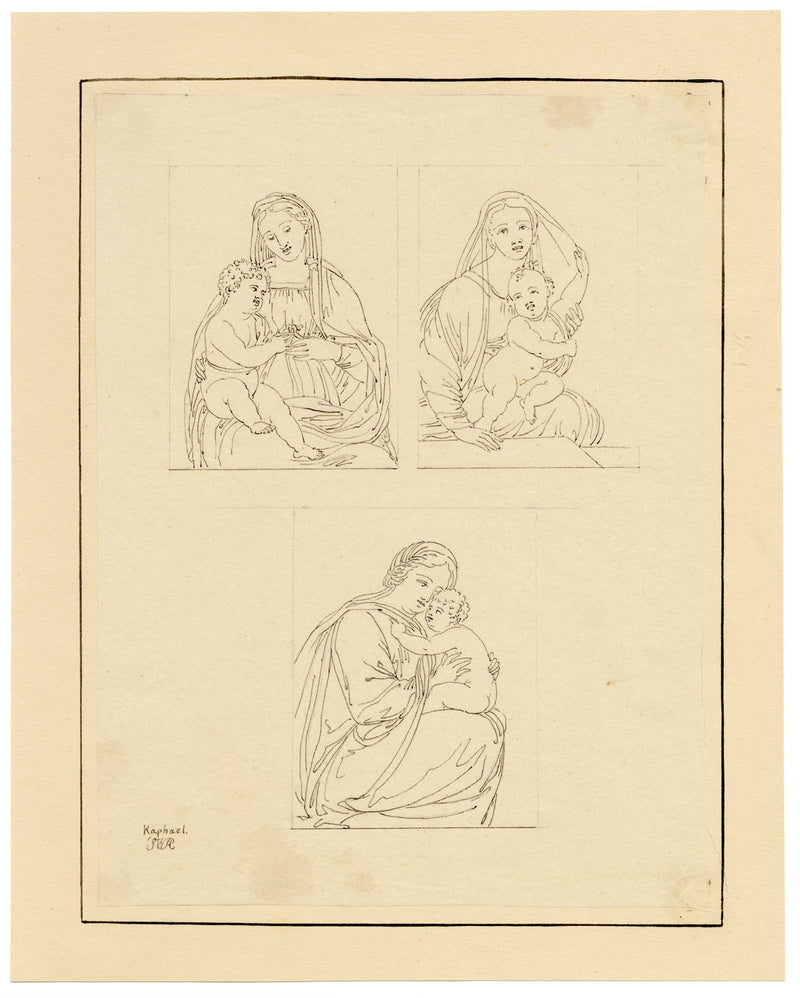 John White Abbott, Madonna & Child after Raphael – c.1805 ink drawing