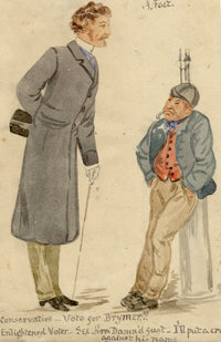 Victorian Political Cartoon 'Vote for Brymer' – 1880s watercolour painting