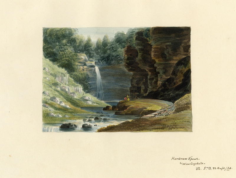 R.J. Blesard, Hardraw Spout, Wensleydale, North Yorkshire – 1834 watercolour