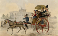 Gaetano Dura, Horse-drawn Carriage, Naples – early 19th-century lithograph print