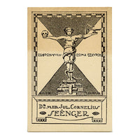Hungarian Secession Ex Libris Bookplate by J. Kauser – 1910 wood engraving