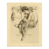 Vienna Secession Ex Libris Bookplate by Alfred Cossmann – 1909 wood engraving