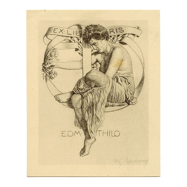 Vienna Secession Ex Libris Bookplate by Alfred Cossmann – 1909 wood engraving