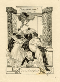 Vienna Secession Ex Libris Bookplate by Franz von Bayros – c.1910s etching