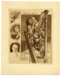 Ex libris de la Secesión de Viena, obra de Alfonso Bosco (grabado de la década de 1910)