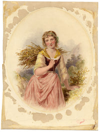 Henry Edrington Hobson, A Young Fern Gatherer – 1867 watercolour painting