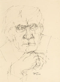 Anthony Palliser, Male Portrait Study – Original 1973 pen & ink drawing
