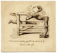 Pickford Robert Waller, Cartoon 'Ye Patent Mangle' – c.1860s pen & ink drawing