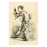Pickford Robert Waller, Victorian Newsboy – Original c.1860s pen & ink drawing