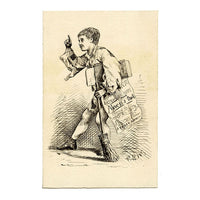 Pickford Robert Waller, Victorian Newsboy – Original c.1860s pen & ink drawing