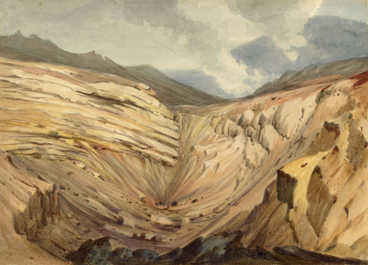 James Bridges, Mount Etna Cisternazza Crater – c.1837 watercolour painting