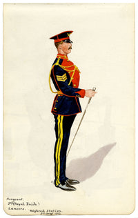 Sergeant, 5th Royal Irish Lancers, Holyhead Station, Anglesey – 1912 watercolour