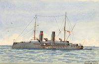 HMS Jason Minesweeper Warship, Holyhead, Anglesey, Wales – 1913 watercolour