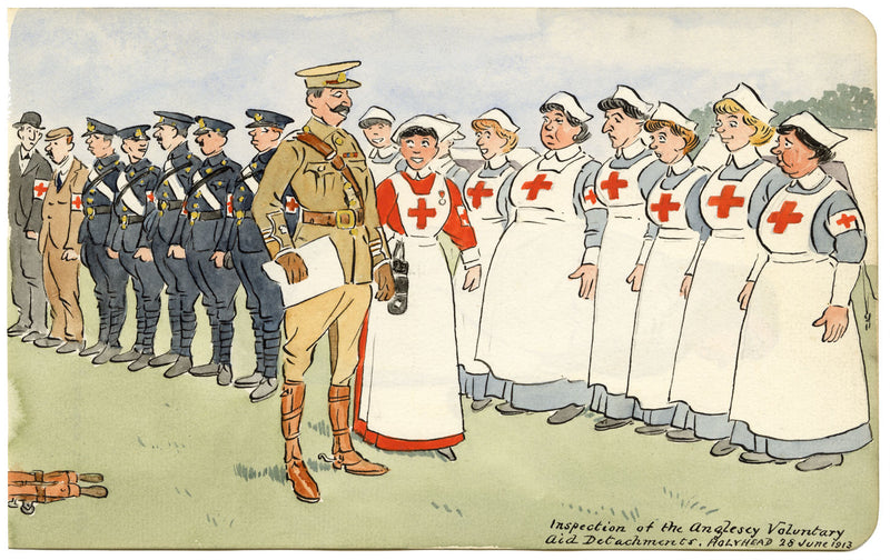 Distaccamenti di soccorso volontario di Anglesey, Holyhead, Galles – acquerello del 1913