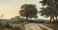 Rural Lane with Resting Figure & Cart – early 19th-century watercolour painting