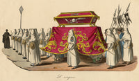 Esequie Funeral Rites, Naples – Original early 19th-century lithograph print