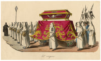 Esequie Funeral Rites, Naples – Original early 19th-century lithograph print