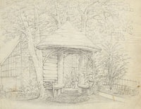 Garden Rotunda & Greenhouse – Original mid-19th-century graphite drawing