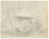 Garden Rotunda & Greenhouse – Original mid-19th-century graphite drawing