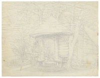 Garden Rotunda & Greenhouse – Original mid-19th-century graphite drawing