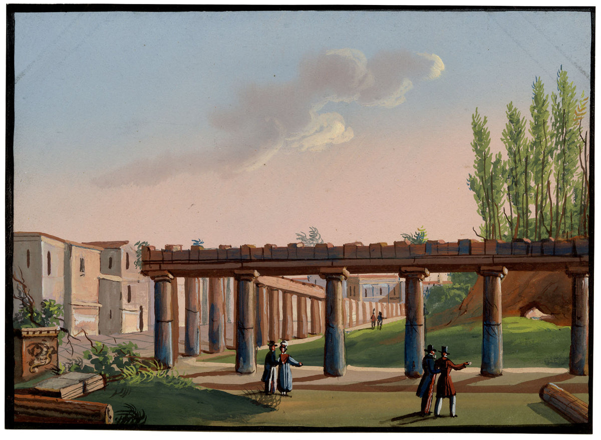 Italian School, Quartiere dei Soldati, Pompeii – early C19th gouache veduta