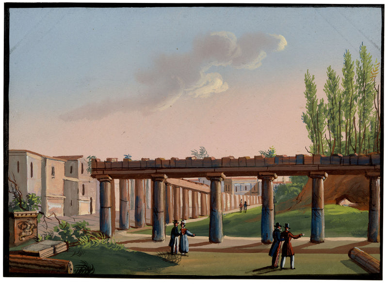 Italian School, Quartiere dei Soldati, Pompeii – early C19th gouache veduta