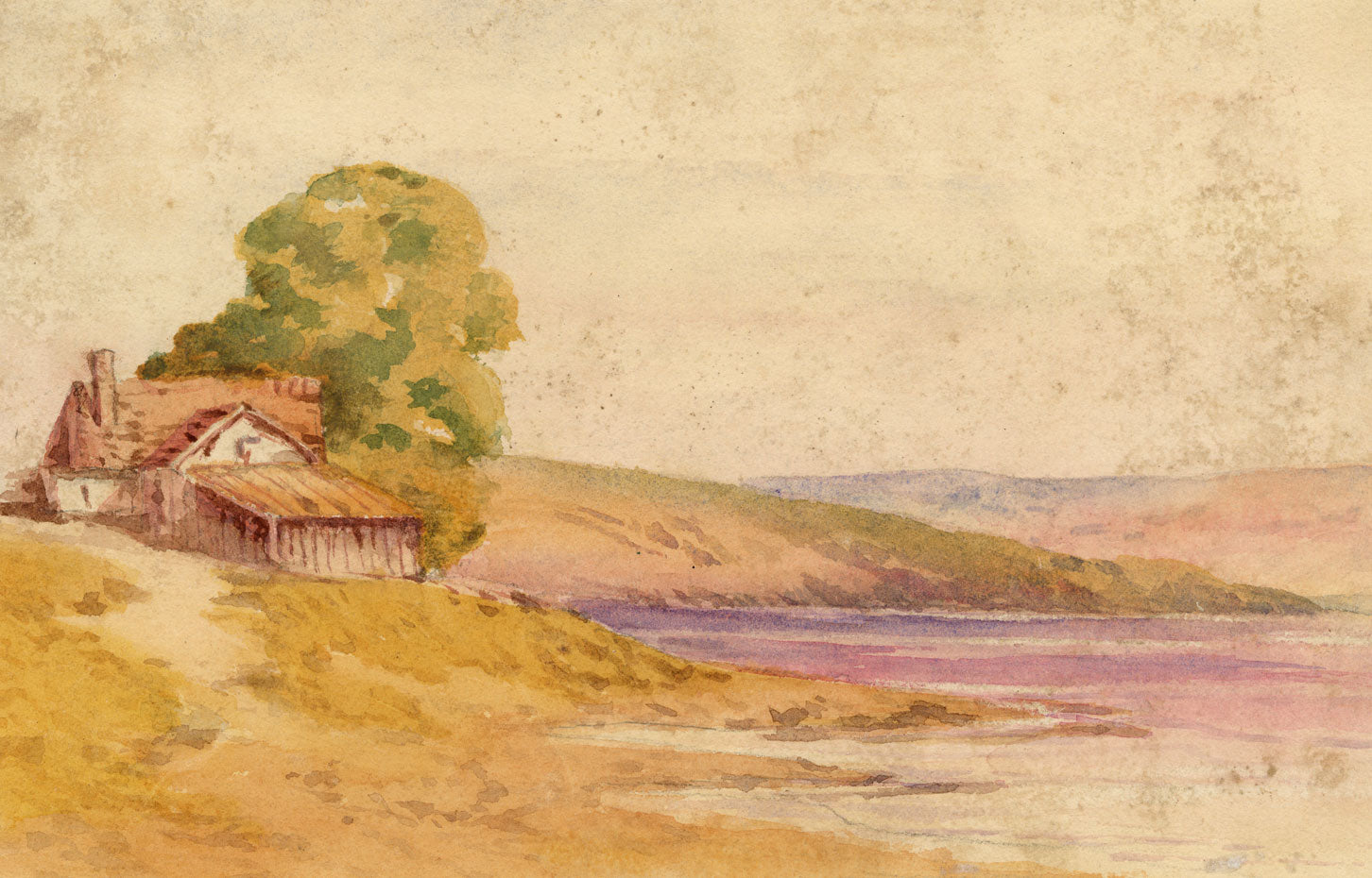 Louisa Eyre-Maunsell, Lakeside Cottage – mid-19th-century watercolour painting