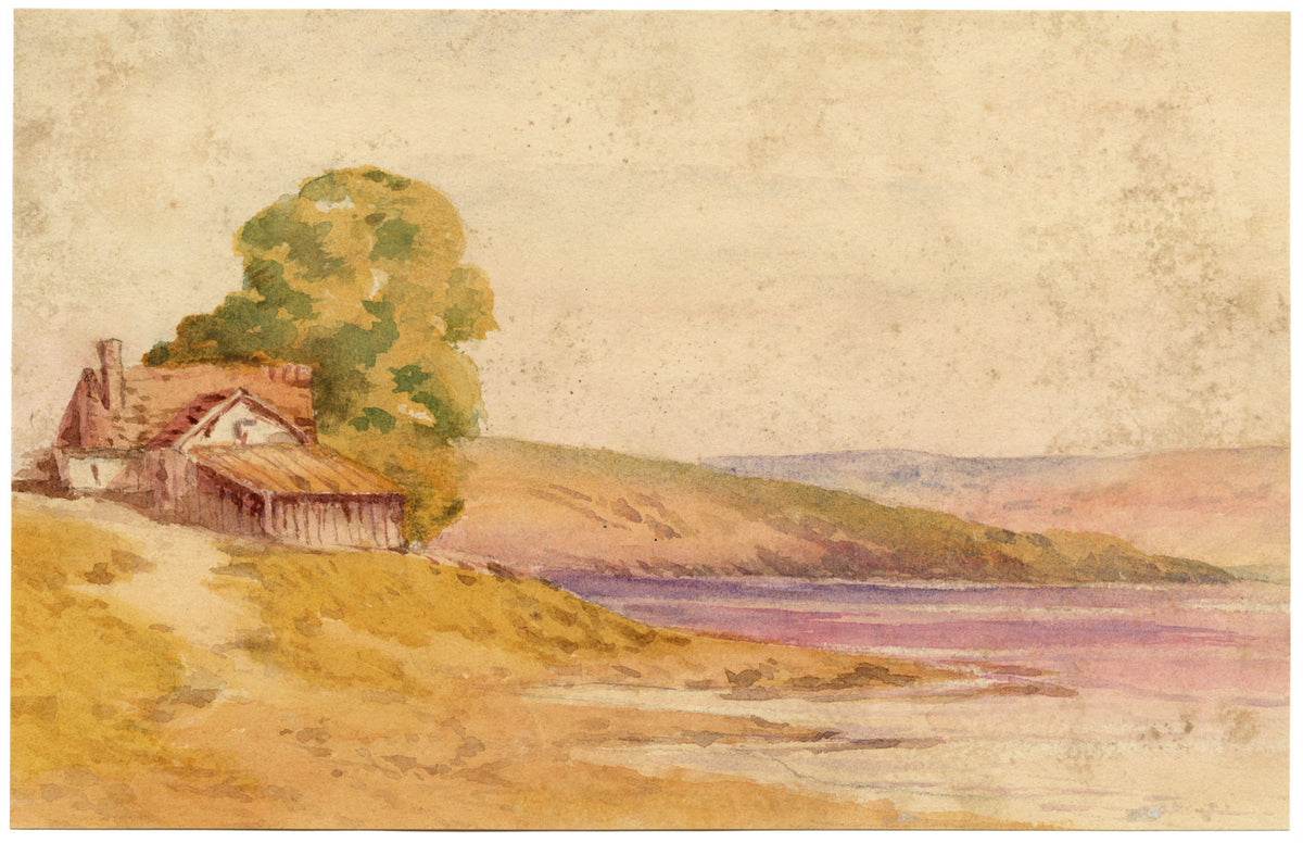 Louisa Eyre-Maunsell, Lakeside Cottage – mid-19th-century watercolour painting
