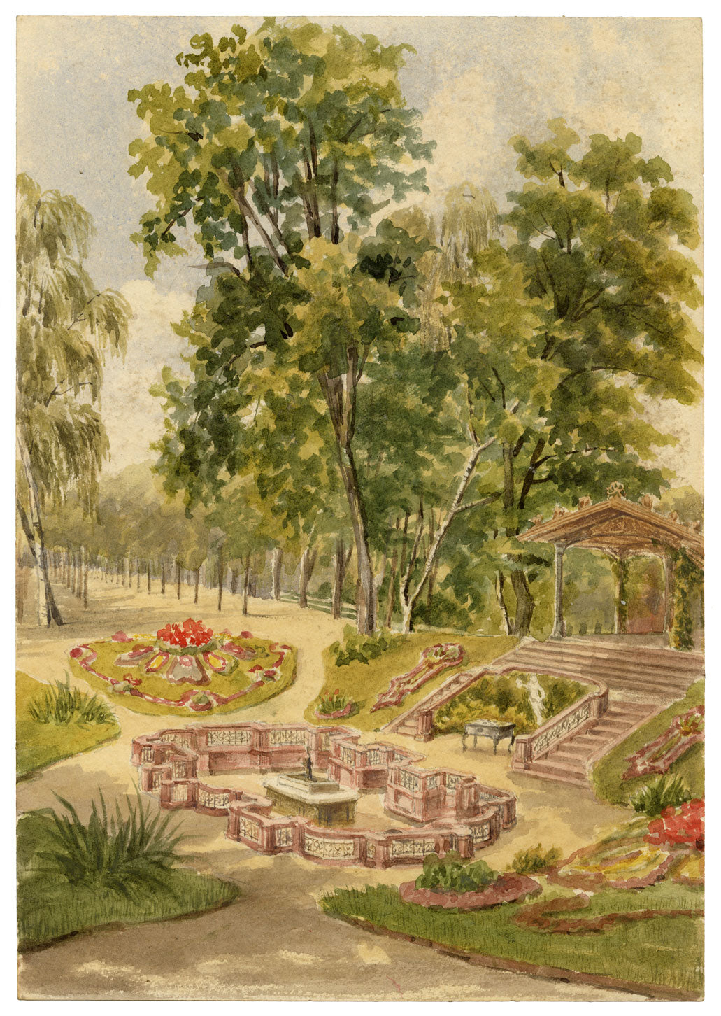 Florence C. Boughton-Leigh, Elisabethenbrunnen, Bad Homburg – 1897 watercolour