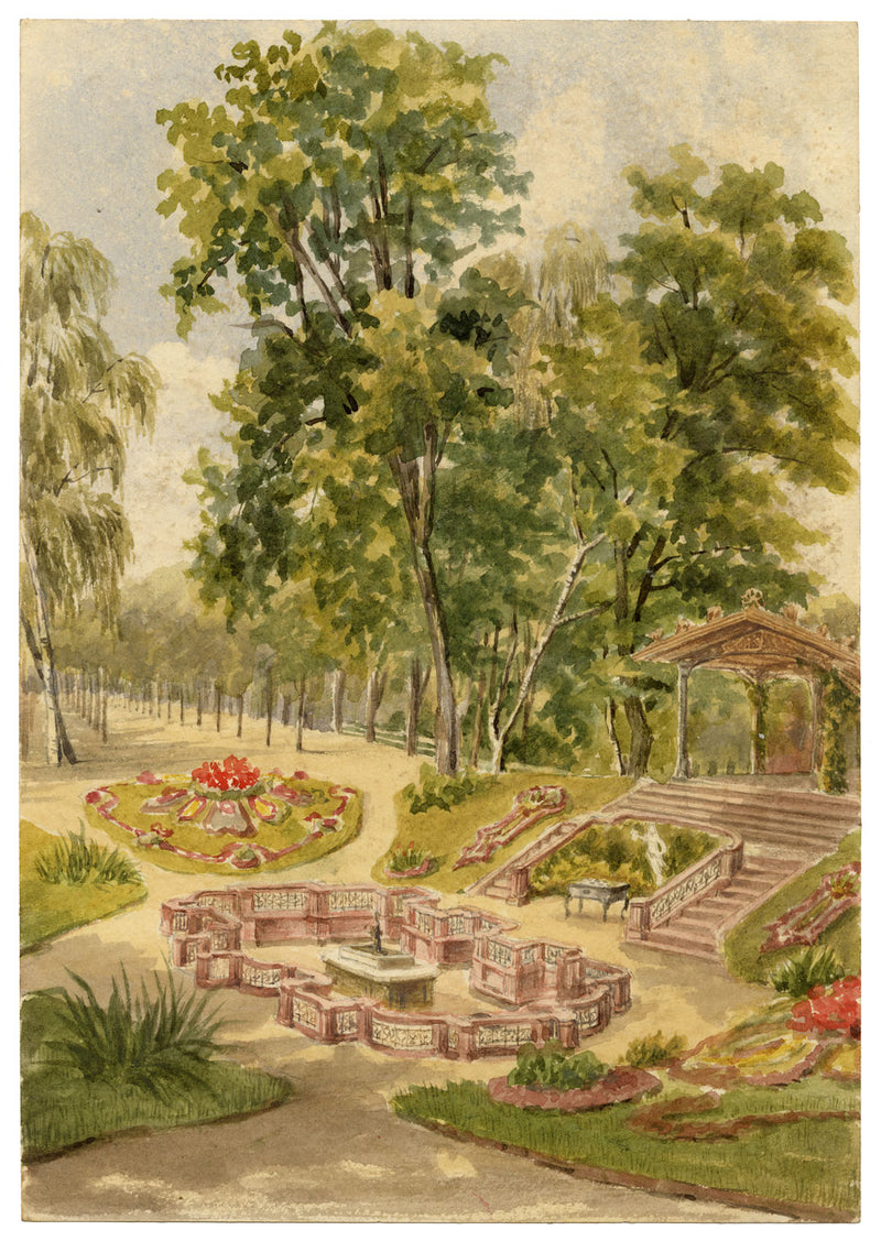 Florence C. Boughton-Leigh, Elisabethenbrunnen, Bad Homburg – acuarela de 1897