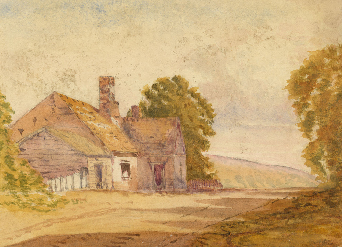 Louisa Eyre-Maunsell, Roadside Cottage – mid-19th-century watercolour painting