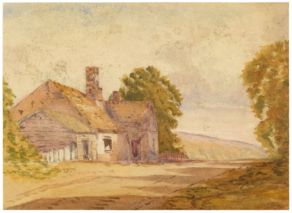 Louisa Eyre-Maunsell, Roadside Cottage – mid-19th-century watercolour painting