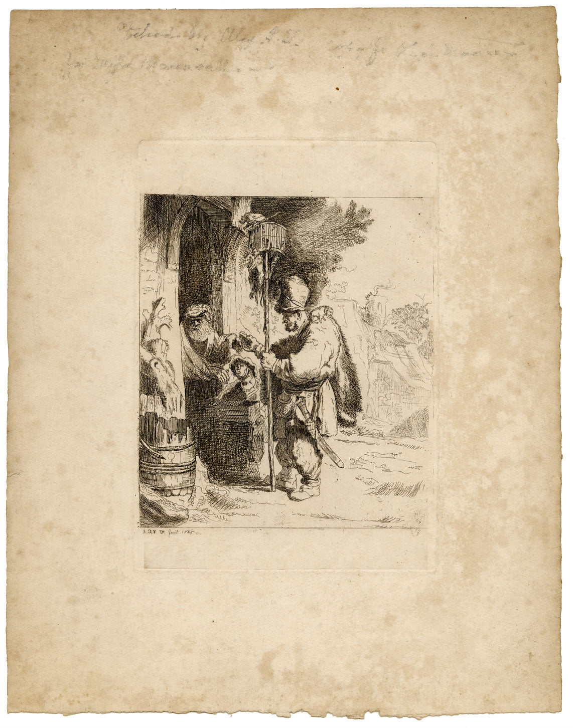 A.P.F., The Rat Catcher after Rembrandt – Original 1825 etching print