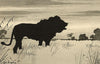 Leland M. Dundas, African Lion Silhouette, Kenya – 1920s watercolour painting