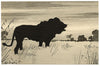 Leland M. Dundas, African Lion Silhouette, Kenya – 1920s watercolour painting