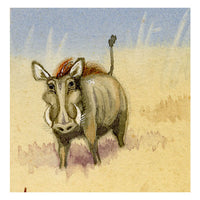 Leland M. Dundas, African Warthog, Kenya – Miniature 1920s watercolour painting