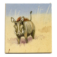 Leland M. Dundas, African Warthog, Kenya – Miniature 1920s watercolour painting