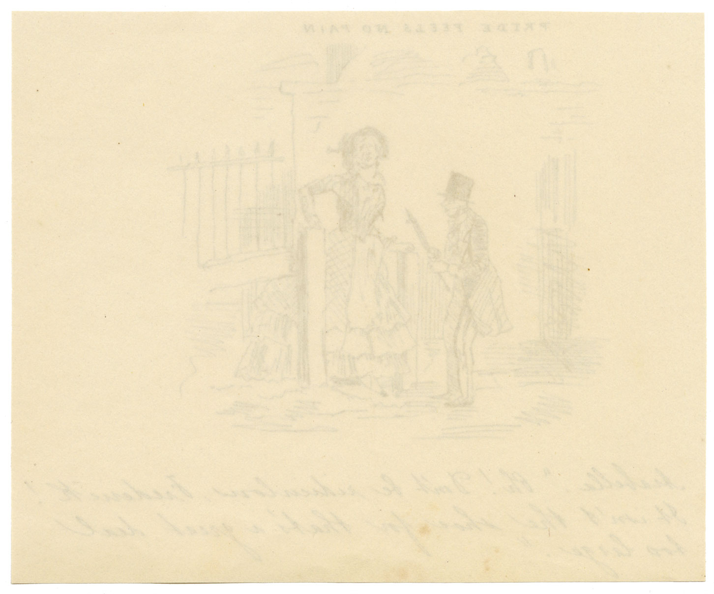 Fumetto "L'orgoglio non sente dolore" ispirato a John Leech – disegno a penna e inchiostro del XIX secolo