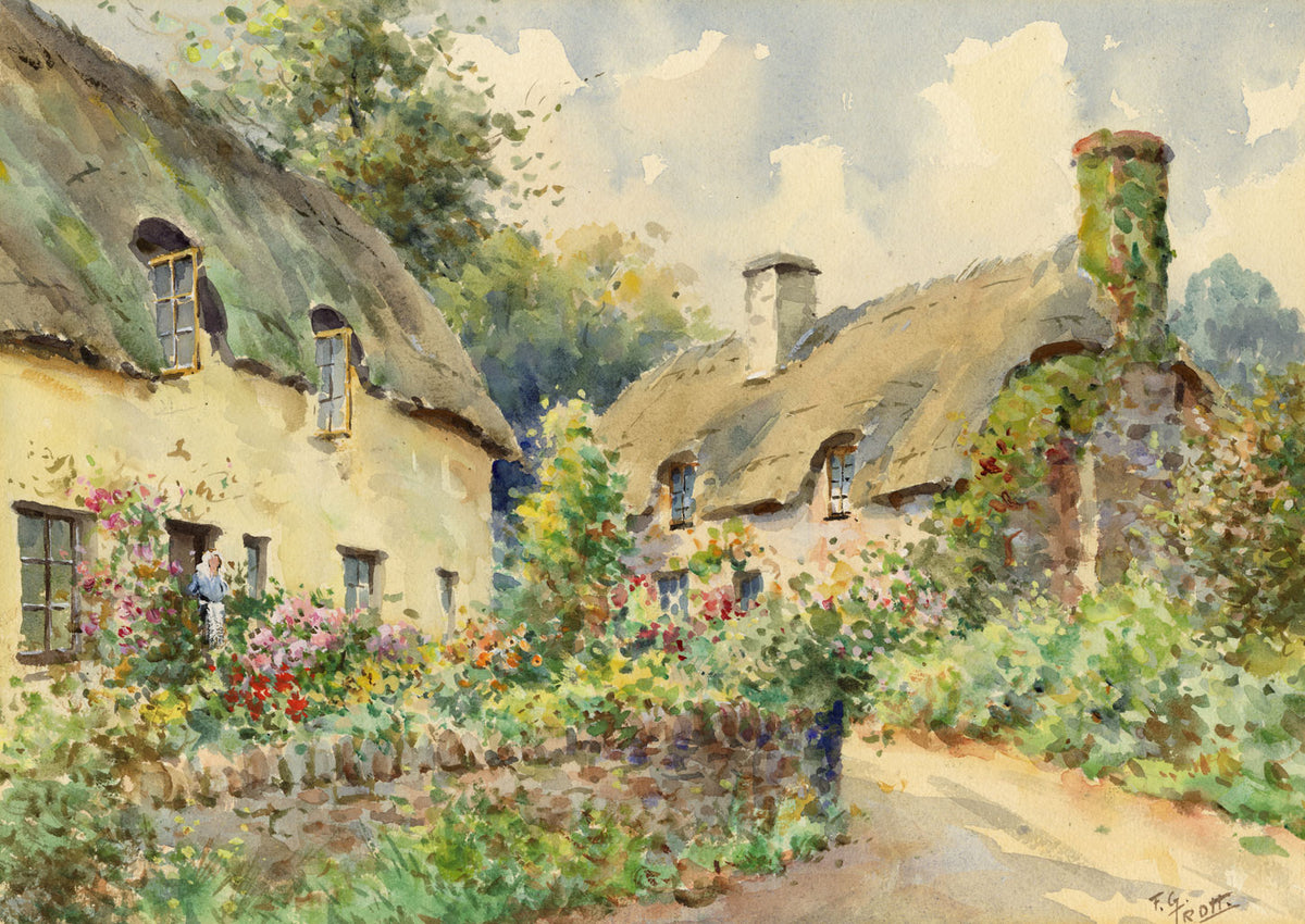 Frank George Trott, Horner Cottages, Somerset – early C20th watercolour painting