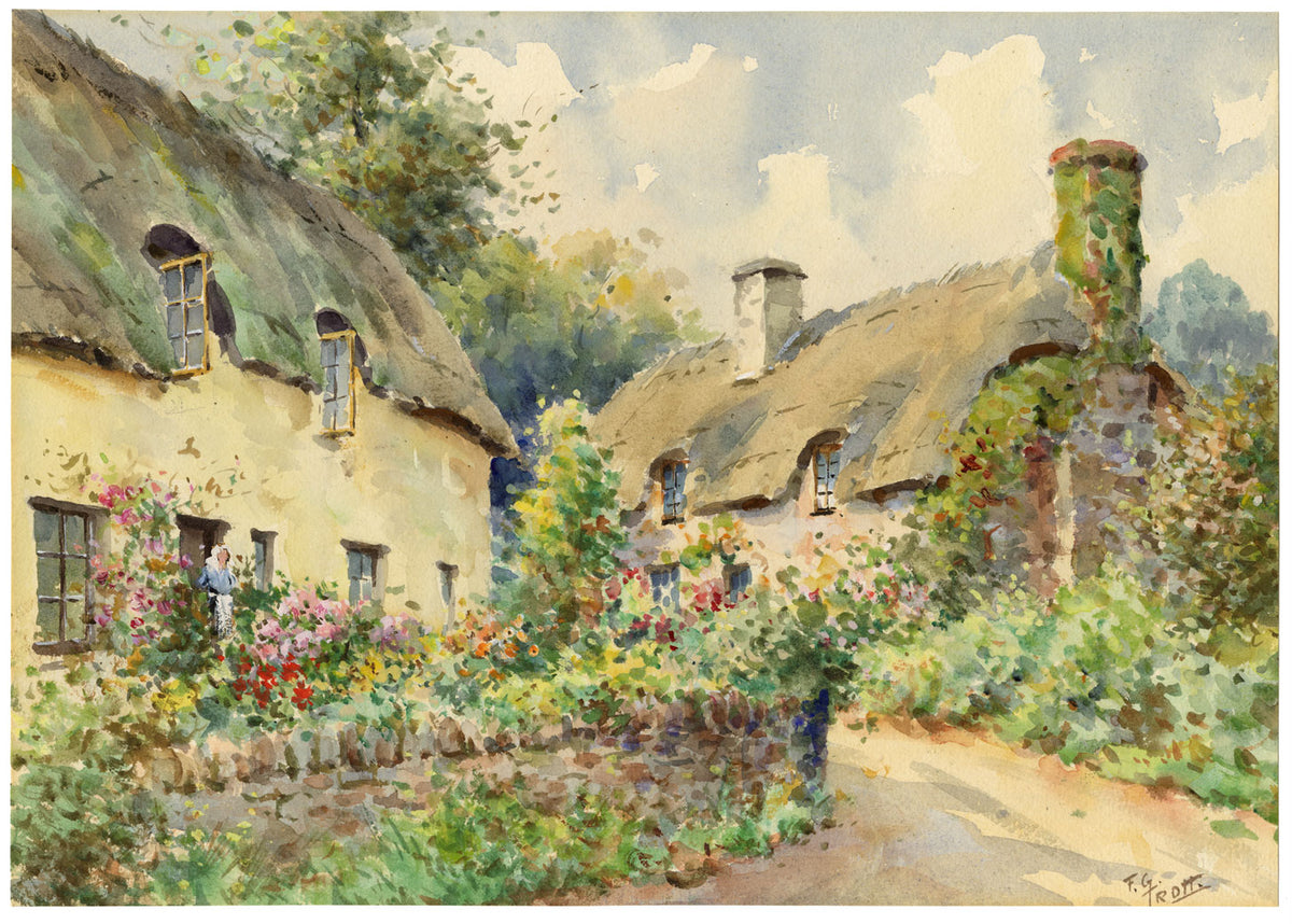 Frank George Trott, Horner Cottages, Somerset – early C20th watercolour painting