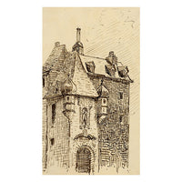 George J. Cayley, Lieutenancy Building, Honfleur, France – 1874 ink drawing