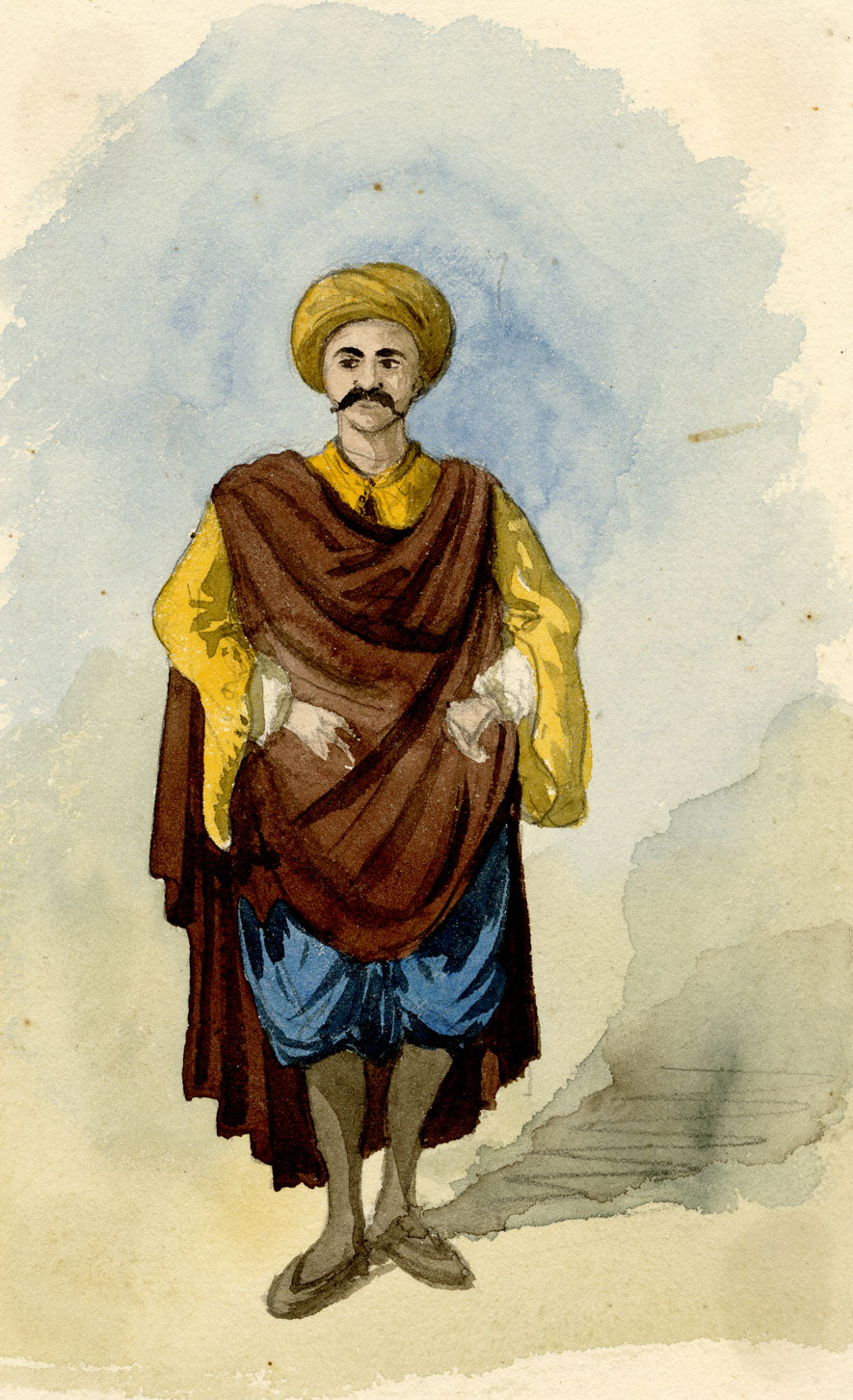 George J. Cayley, Moor of Algiers, Algeria – c.1874 watercolour painting