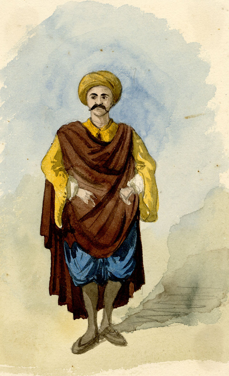 George J. Cayley, Moor of Algiers, Algeria – c.1874 watercolour painting