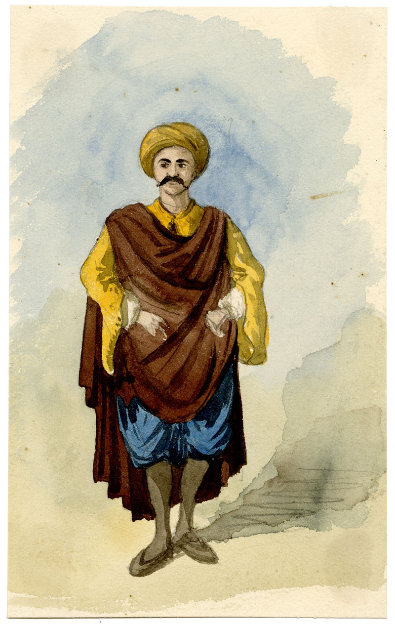 George J. Cayley, Moor of Algiers, Algeria – c.1874 watercolour painting