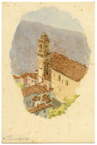 F. Paterson, Chiesa di Santo Spirito, Perugia, Italia – Acquarello del 1900