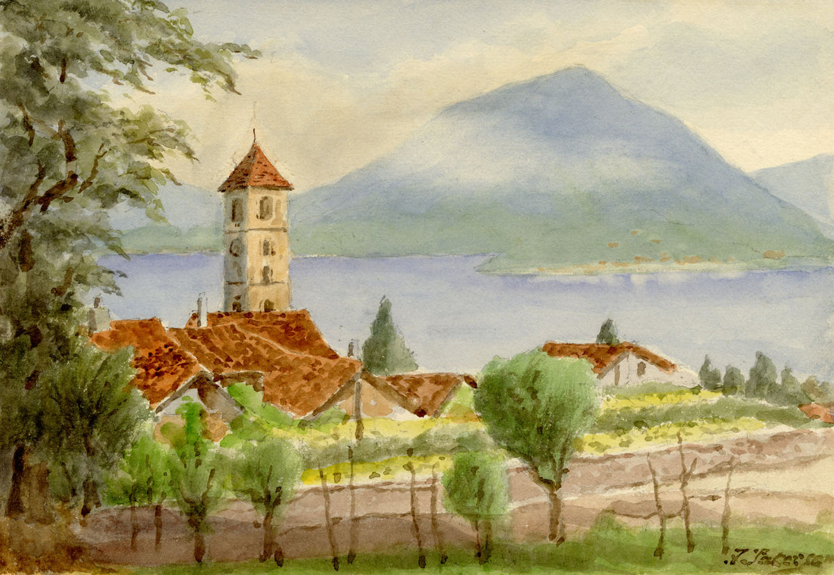 F. Paterson, Stresa, Lake Maggiore, Italy – Original 1913 watercolour painting