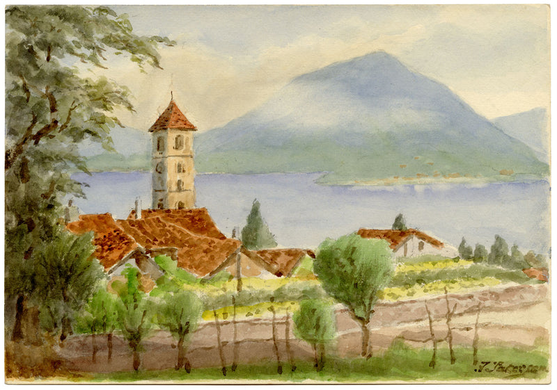 F. Paterson, Stresa, Lake Maggiore, Italy – Original 1913 watercolour painting