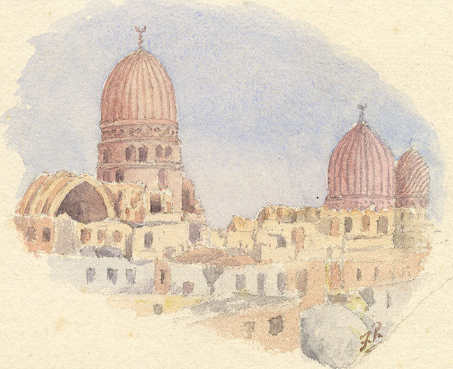 F. Paterson, Tombs of the Caliphs, Cairo, Egypt – 1905 watercolour painting