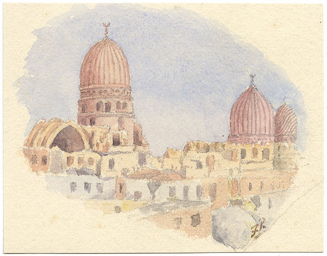 F. Paterson, Tombs of the Caliphs, Cairo, Egypt – 1905 watercolour painting