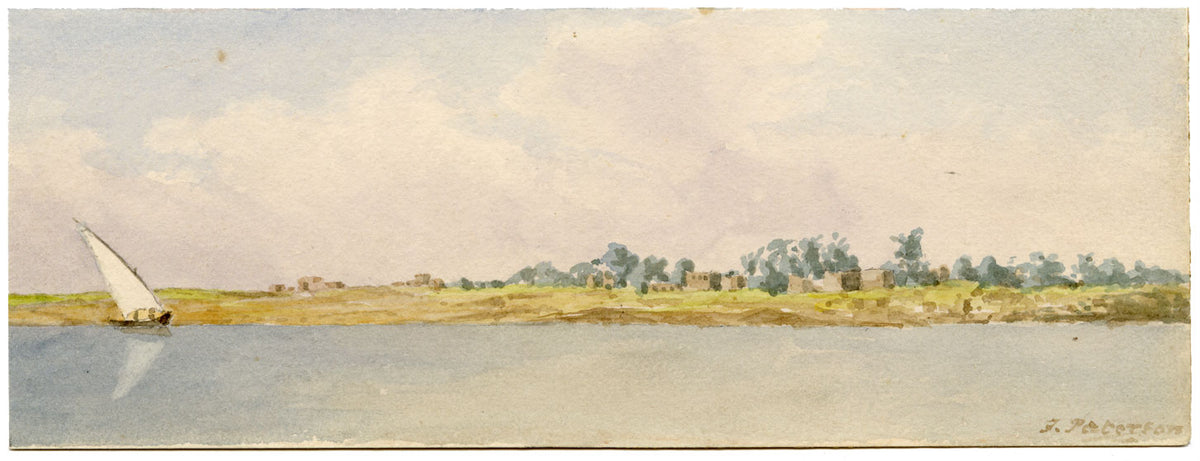 F. Paterson, Bank of the Nile, Egypt – Original 1905 watercolour painting